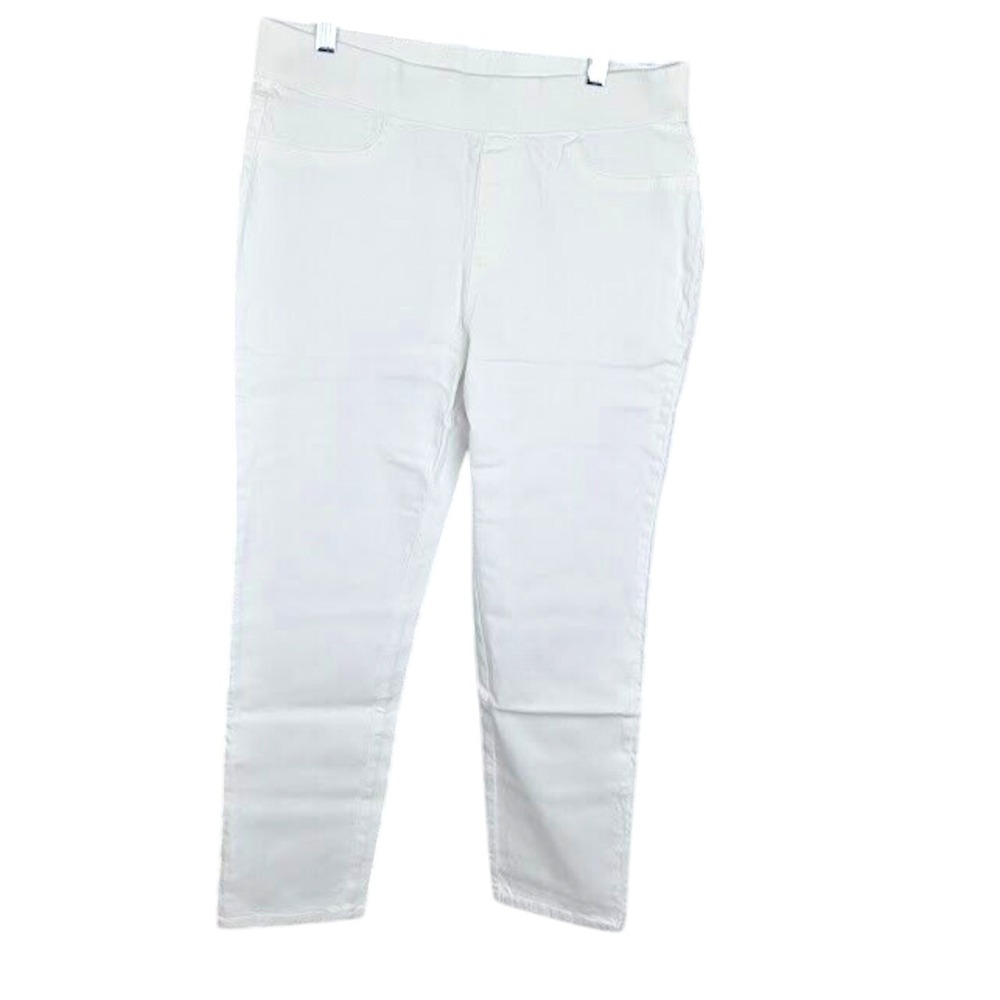 Karen Scott Petite Pull-on Denim Pants Woven White Women's Size PM *Flaw*